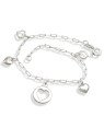 Pulseira AG Cartie Medalha Coracao Vaz.c/ 4 Coracoes   - G3 - 11mm x 180mm - 2.39gr