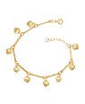 Pulseira c/ 7 Palitos Diamantados e 6 Coracoes  - CE - 6mm x 180mm - 3.00gr