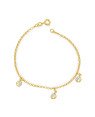 Pulseira Elo Portugues c/ 3 Redondo 5mm De Zirconia  - CS - 5mm x 180mm - 2.30gr