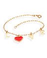 Pulseira Cartie "Love" c/ Coracao P/ Resina (Rosa Escuro) - CE - 12mm x 180mm - 2.50gr