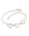 Pulseira AG c/ 2 Coracoes Vaz. Liso/1 Vaz.Diamantado - G3 - 10mm x 180mm - 2.04gr