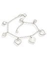Pulseira AG c/ 7 Coracoes Pendurados  - G3 - 13mm x 180mm - 3.58gr