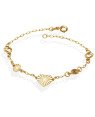 Pulseira c/ 3 Coracoes Diamantados cheios 2 Vazados - CE - 10mm x 180mm - 2.10gr