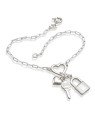 Pulseira AG Coracao c/ Cacho / Chave/Cadeado/Coracao - G3 - 27mm x 180mm - 3.02gr