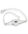 Pulseira AG c/4 Palitos Liso/1 Olho Grego Ret.(Branco/Azul/Preto) - G3 - 15mm x 180mm - 3.29gr