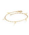 Pulseira Cadeado Elo Longo c/ 5 Cruz Facetada - CE - 6mm x 180mm - 1.27gr