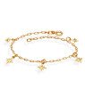 Pulseira Cadeado Elo Longo c/ 5 Estrelas Estampadas - CE - 6mm x 180mm - 1.23gr