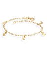 Pulseira Cadeado Elo Longo c/ 5 Luas c/ Rosto - CE - 6mm x 180mm - 1.40gr