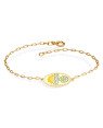 Pulseira Cadeado c/ Oval Sol Mar Concha  - CE - 14mm x 180mm - 2.50gr