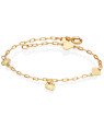 Pulseira Cadeado c/ 2 Coracoes Liso 2 Coracoes Diamantados  - CE - 6mm x 180mm - 1.50gr
