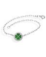 Pulseira AG Cartie Trevo c/ Bordas Bolinhas (Verde Pimenta) - G3 - 11mm x 180mm - 1.97gr