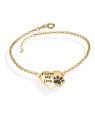Pulseira Coracao "I Love My Dog " c/ Pata p/ Resina  - CE - 14mm x 200mm - 2.60gr