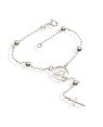 Pulseira Ag c/ 5 bola 4mm Espirito Santo e Cruz - G3 - 4mm x 180mm - 2.67gr