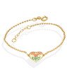 Pulseira Bolinhas c/ Coracao 10mm c/ Flores  - CE - 10mm x 200mm - 1.70gr