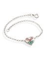 Pulseira AG Elo Portugues c/ Coracao 10mm c/ Flores  - G3 - 10mm x 200mm - 1.92gr