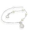 Pulseira AG Cartie e Elo Longo p/ Sao Bento/Perolas/ Zirconia - G3 - 9mm x 200mm - 2.37gr