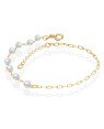 Pulseira Metade Perola Metade Corrente Cartie - CS - 4mm x 200mm - 1.30gr