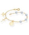 Pulseira c/ 5 Perolas p/ Espirito Santo/Cruz Palito/Sao Bento  - CE - 5mm x 200mm - 2.50gr