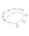 Pulseira AG 5 Perolas 3 Coracoes Vazado/Liso/Diamantado - G3 - 5mm x 200mm - 2.25gr