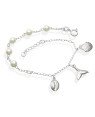 Pulseira AG c/ 5 Perolas p/ Concha/ Rabo de Sereia/Buzio - G3 - 5mm x 200mm - 2.41gr