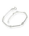 Pulseira AG c/ 5 Buzios 4 Palitos Torcidos Corrente Losango  - G3 - 4mm x 180mm - 2.58gr