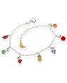 Pulseira AG c/ 8 Frutas Diversas - G5 - 13mm x 200mm - 3.77gr