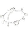 Pulseira AG c/ Coracao Vaz Estampado p/ 6 Coracoes  - G3 - 14mm x 200mm - 2.66gr