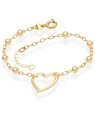 Pulseira c/ Coracao Vaz Estampado p/ 8 Bolinhas 4mm - CE - 14mm x 200mm - 1.60gr