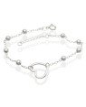 Pulseira AG c/ Coracao Vaz Estampado p/ 8 Bolinhas 4mm - G3 - 14mm x 200mm - 3.02gr