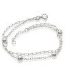 Pulseira AG Dupla Corrente Cartie e 4 Bolas 5mm - G3 - 5mm x 200mm - 3.00gr