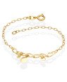 Pulseira Cadeado Fina e Corrente Grossa p/ 3 Redondos Liso - CE - 15mm x 200mm - 2.47gr