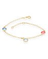 Pulseira Corrente Losango p/ 3 Pedras Acrilicas Coloridas - CS - 12mm x 200mm - 1.70gr
