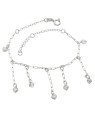 Pulseira AG Cartie e Cadeado p/ 7 Coracoes Diamantados - G3 - 4mm x 200mm - 2.55gr