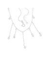 Gargantilha AG Cartie e Cadeado p/ 7 Coracoes Diamantados  - G3 - 4mm x 450mm - 3.67gr