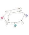 Pulseira AG Cadeado c/ 4 Folhas e 3 Flores p/ Resina  - G5 - 12mm x 200mm - 2.49gr