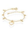 Pulseira c/ 1 Coracao Vaz 6 Mini Coracoes Diamantados - CE - 13mm x 200mm - 1.69gr