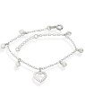 Pulseira AG c/ 1 Coracao Vaz 6 Mini Coracoes Diamantados - G3 - 13mm x 200mm - 2.09gr