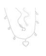 Gargantilha AG c/ 1 Coracao Vaz 6 Mini Coracoes Diamantados - G3 - 13mm x 450mm - 3.19gr