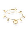 Pulseira c/ 1 Coracao Liso 6 Mini Coracoes Abaulados - CE - 13mm x 200mm - 1.94gr