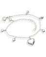 Pulseira AG c/ 1 Coracao Liso 6 Mini Coracoes Abaulados - G3 - 13mm x 200mm - 2.37gr