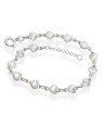 Pulseira AG c/ 14 Coracoes Diamantados Macicos - G3 - 5mm x 180mm - 3.34gr