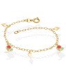Pulseira c/ 3 Folhas e 2 Rosas  - CS - 12mm x 200mm - 1.71gr