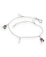 Pulseira AG c/ 3 Folhas e 2 Rosas - G5 - 12mm x 200mm - 2.06gr