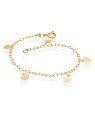 Pulseira c/ 2 Coracoes Lisos e 3 Flores Retas - CS - 10mm x 200mm - 1.71gr