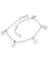 Pulseira AG c/ 2 Coracoes Lisos e 3 Flores Retas - G3 - 10mm x 200mm - 1.96gr