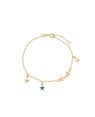 Pulseira c/ 5 Estrelas Macicas Diamantadas (Azul Bandeira) - CS - 10mm x 200mm - 1.66gr