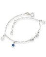 Pulseira AG c/ 5 Estrelas Macicas Diamantadas (Azul Bandeira) - G3 - 10mm x 200mm - 1.91gr