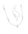 Gargantilha AG Coracoes Macicos 2 Lisos 3 Diamantados  - G3 - 6mm x 450mm - 3.13gr