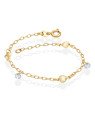 Pulseira p/ 3 Coracoes Diamantados Macicos c/ 2 Zirconias - CS - 6mm x 180mm - 1.73gr