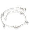 Pulseira AG p/ 3 Coracoes Diamantados Macicos 2 Zirconias - G3 - 6mm x 180mm - 1.75gr